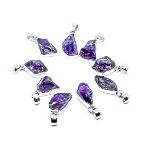 Amethyst Freeform Sterling Silver Pendant Necklaces