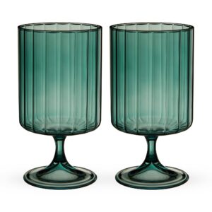Malachite Stemmed Optic Tumblers Set of 2