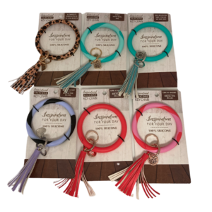 Silicone Wristlet Inspiration Keychain Assortment - 6/Pack