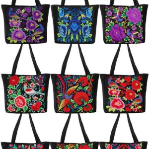 Huipil Floral Embroidered Tote - Inner Auxiliary Pocket