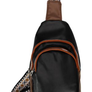Buttery Vegan Leather Tribal Woven Strap Sling Bag