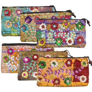 Sequin Hand Purse with Inner Zip Pouch