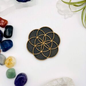 Seed of Life Wooden Crystal Grid - Mini Alter Grid