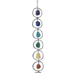 Rainbow Chakra Stone Long Metal Chain Hanging Ornament