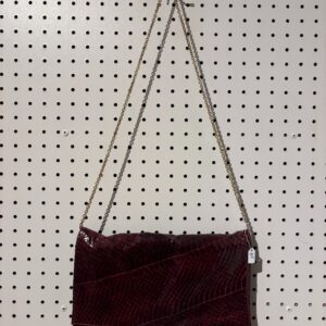 Vintage Burgundy Snakeskin Paneled Clutch