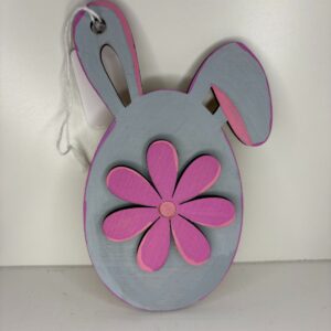 Wood Finished Bunny with Flower