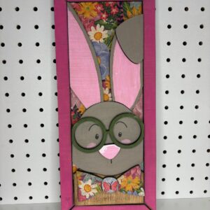 Wood Finished Bunny Board Pink Floral