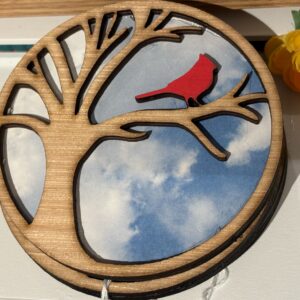 Wood Finished Birdie in a tree