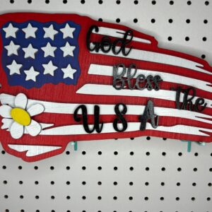 Wood Finished God Bless USA stars & stripes