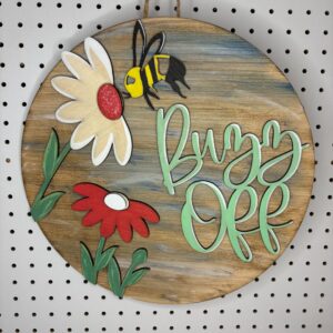 Wood Finished Hanging Decor Buzz Off