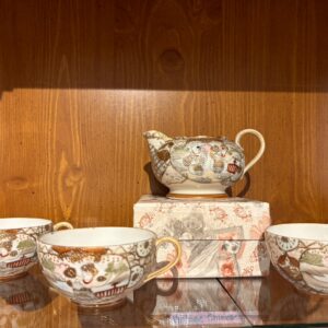 Vintage Satsuma creamer w 3 cups
