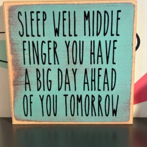 Sleep Well Middle Finger sign