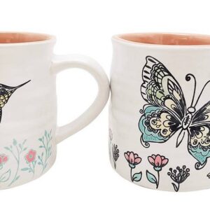 Hummingbird Butterfly Ink 17Oz Mug, 2 Assorted