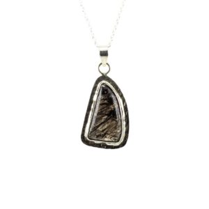 Black Rutile Quartz Sterling Silver Pendant Necklaces