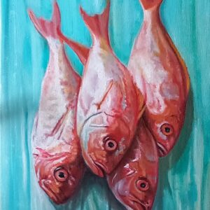 Art Four Red Fish Oil Painting
