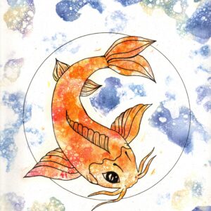 bubble fishy watercolor art