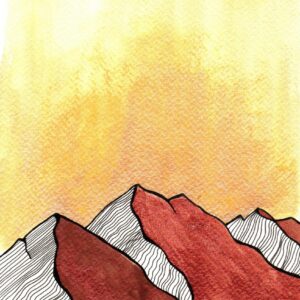 Golden Mountains watercolor art