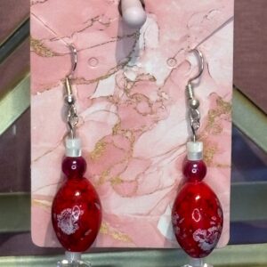 Handmade Earrings RH Red Cloisonne'