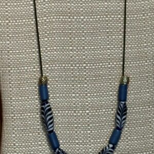 necklace with Blue feather beads