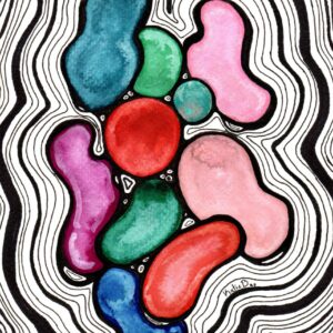 Abstract blobs watercolor art