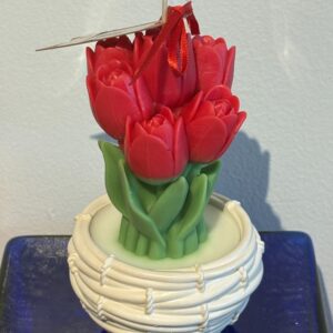 Tulips in basket candle Rose scented