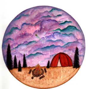Camping Cosmos watercolor art