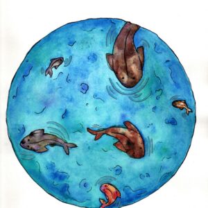 Fish Pond watercolor art