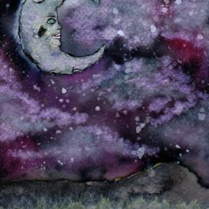 Art Watercolor   Moon Rising