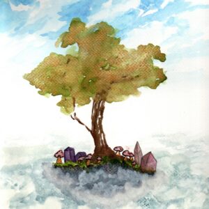 Tree in the sky watercolor art