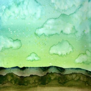 green landscape watercolor art
