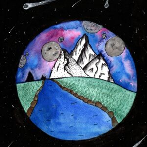 Space Landscape watercolor art