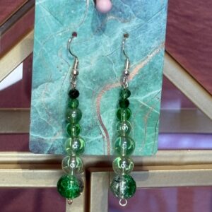 Handmade Earrings RH Green glass