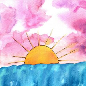 sun rising watercolor art