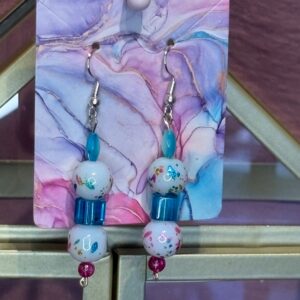 Handmade Earrings RH PinkTeal