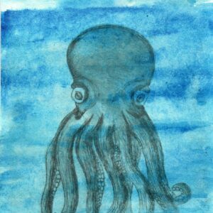 Blue Octopus watercolor art