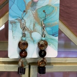 Handmade Earrings RH Brown dangle