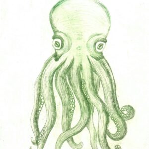 Green Octopus watercolor art
