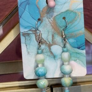 Handmade Earrings RH Winter wht teal