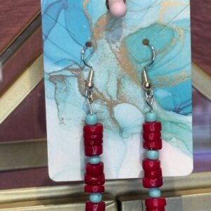 Handmade Earrings RH Turq Red