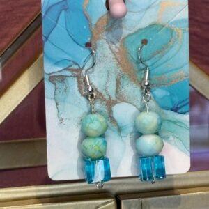 Handmade Earrings RH Teal Turq Dangle