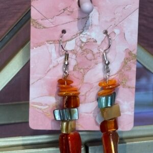 Handmade Earrings RH Teal Burnt Orange