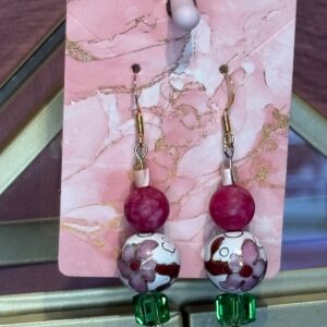 Handmade Earrings Rose Cloisonne'