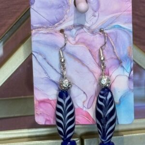 Handmade Earrings RH Blue Feather