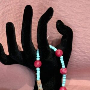 Handmade Bracelets Stretchy RH Turq red