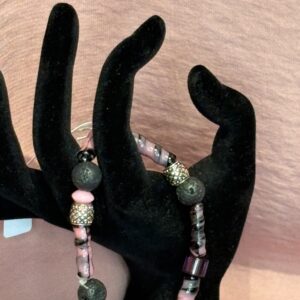 Handmade Bracelets Stretchy RH Black Mauve