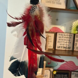 Handmade Feather Wand Red