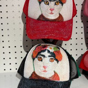 Handmade decoupage trucker hat Kitty glitter