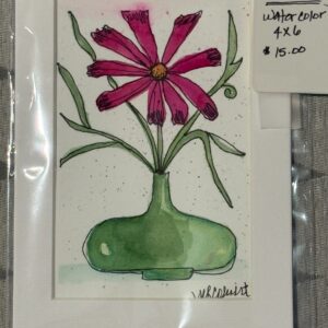 Pink Daisy Watercolor Painting