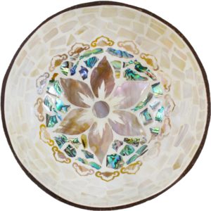 Sunset Bloom Mosaic Inlay Coconut Shell Bowl