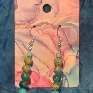 Handmade Dangle Earrings SS Turquoise Rainbow Sea Sediment Jasper